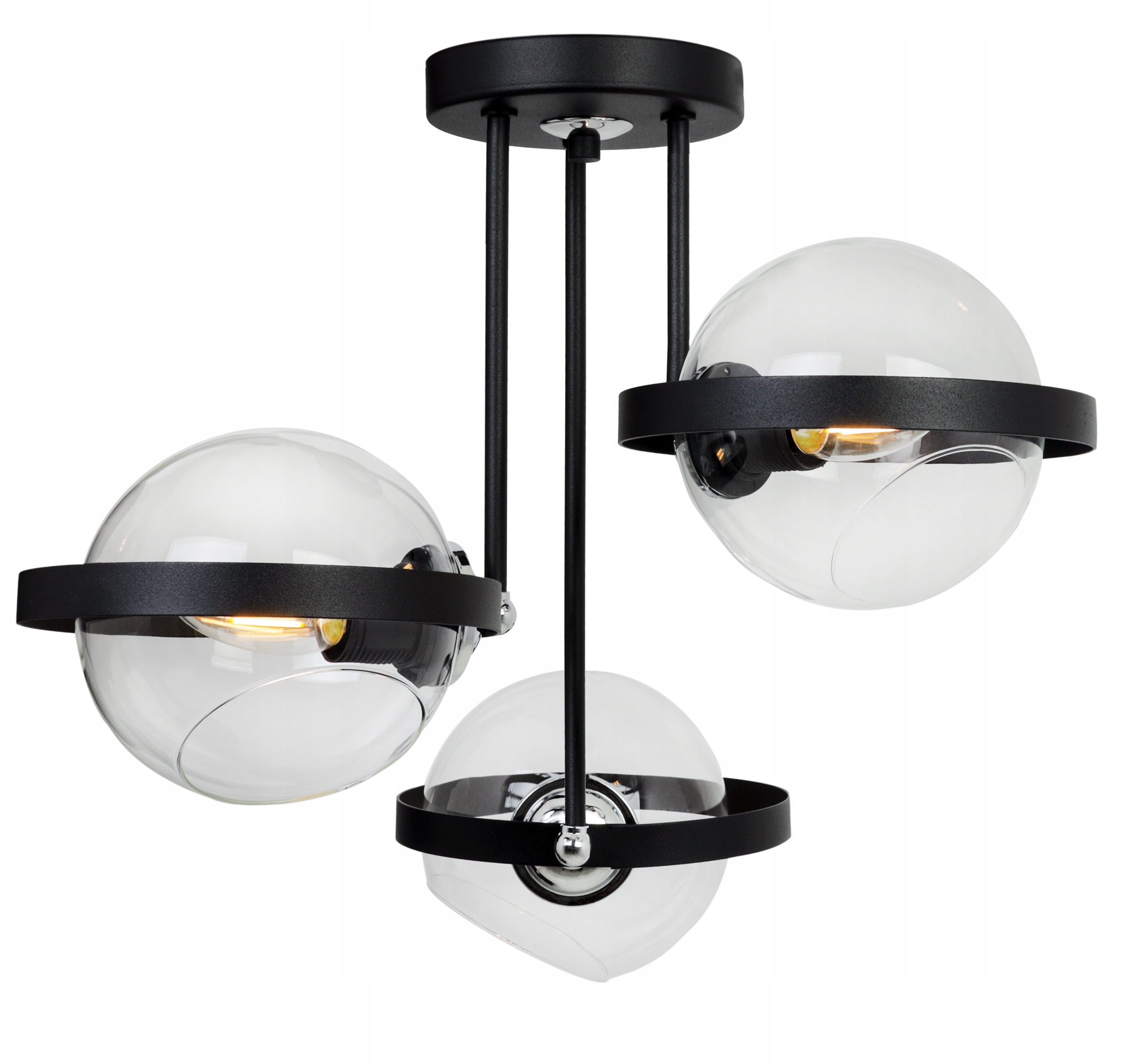 Závěsné Stropní Svítidlo S Trojitým Skleněným Lustrem Ring Loft Bezbarvá