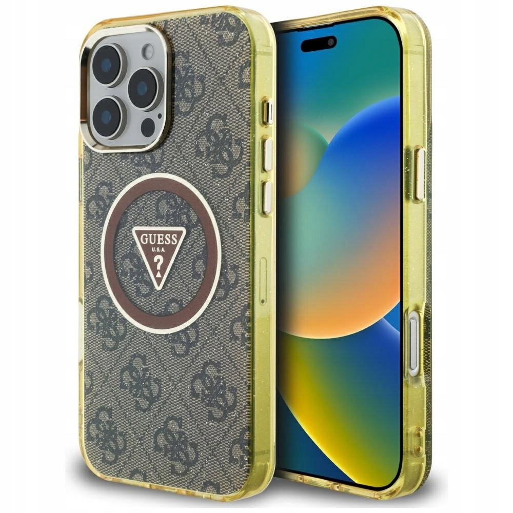 Etui Guess IML Metal Glitter 4G Circle Triangle MagSafe do iPhone 16 Pro br
