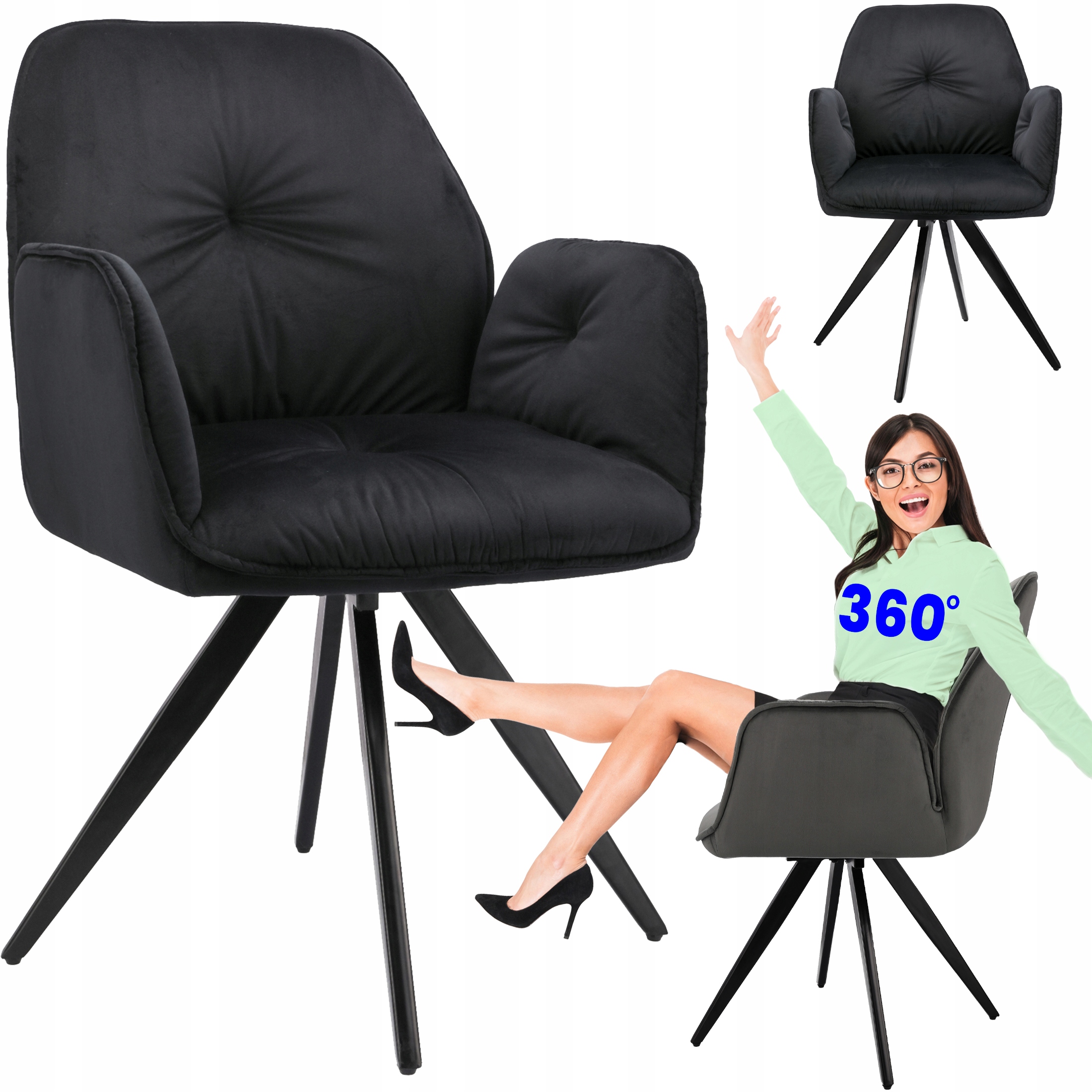 Kancelárske Kreslo Perla čierna regulácia výšky otáčania 360