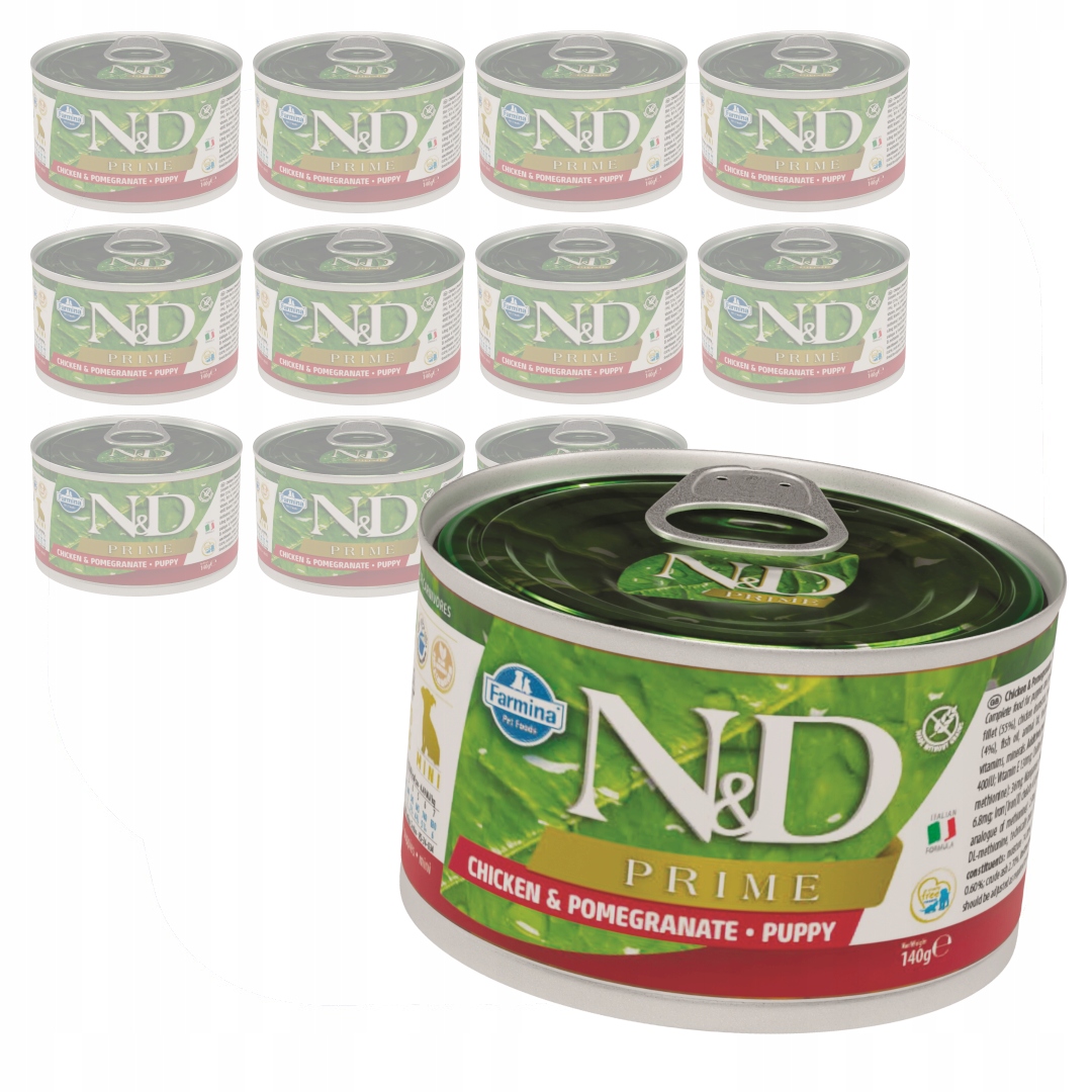 Levně Farmina N&d Prime Puppy 12x140g Vlhké Krmivo pro štěňata Kuře a granátové jablko