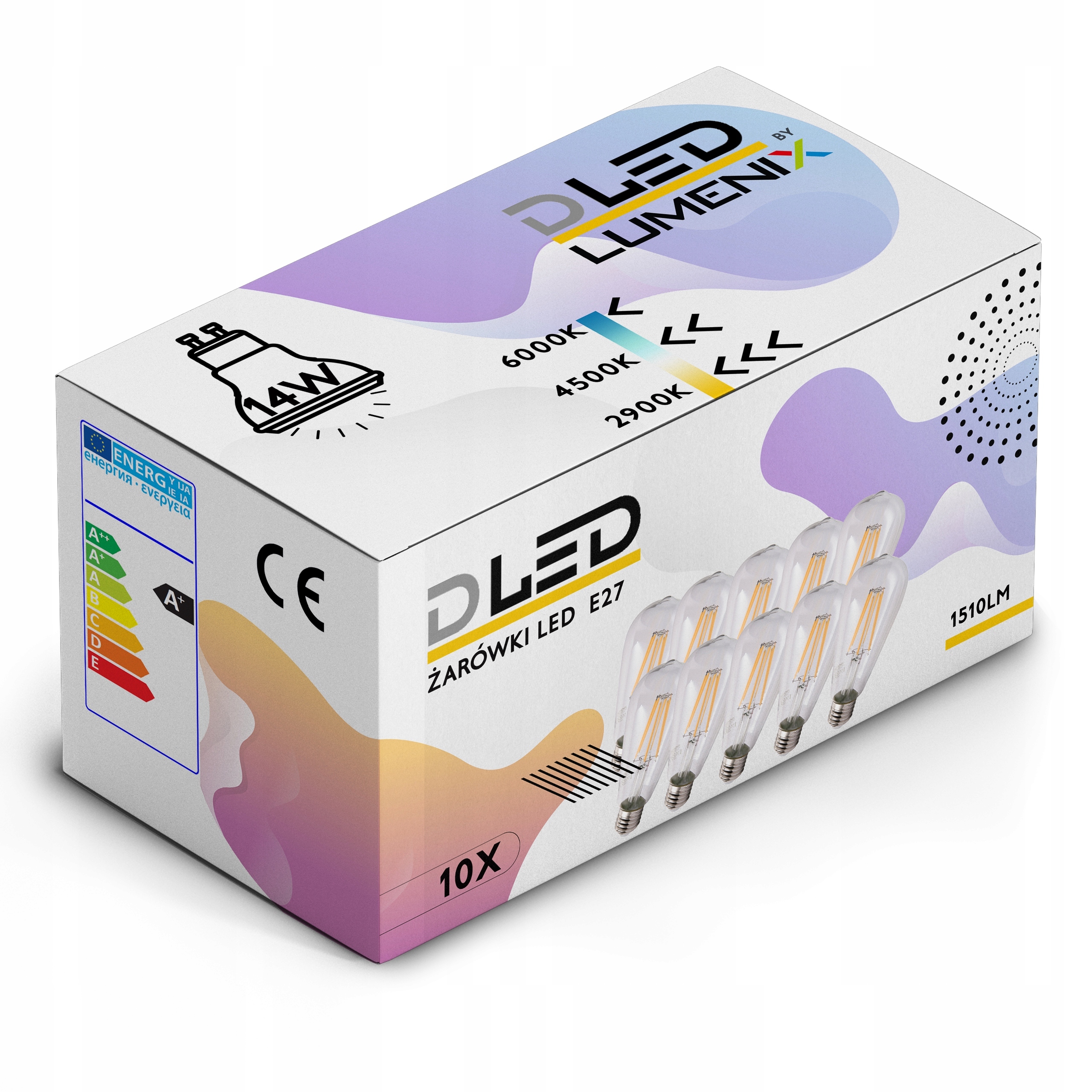 

10x Żarówka E27 Led Filament 14W Ciepła Łza