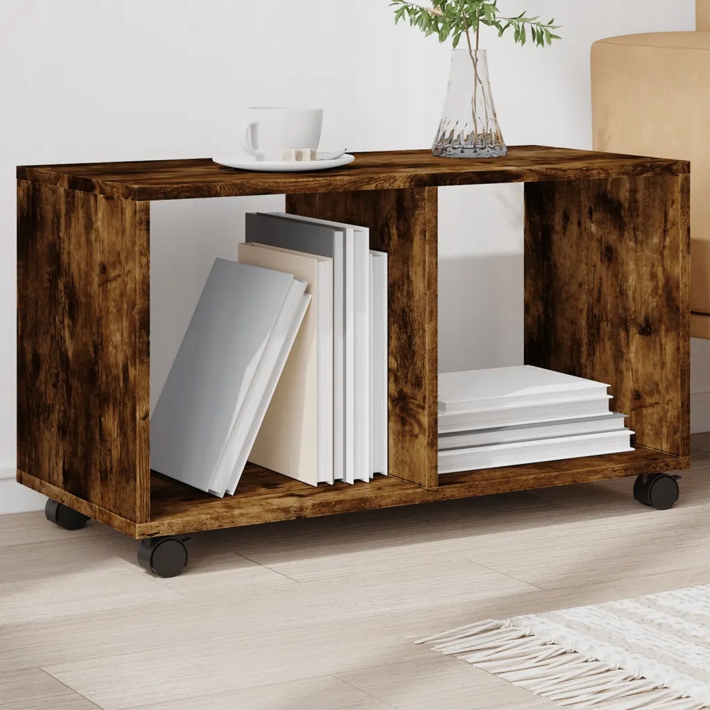 Skříňka na kolečkách kouřový dub 72x33x42,5 cm kompozitní dřevo Hnědá 85314