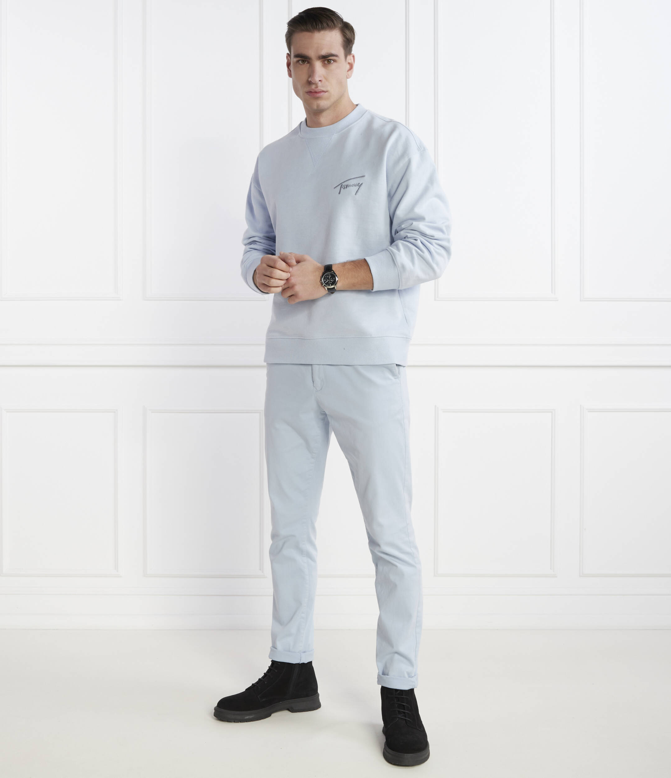 Mikina bez kapuce Tommy Hilfiger XXL Modrá