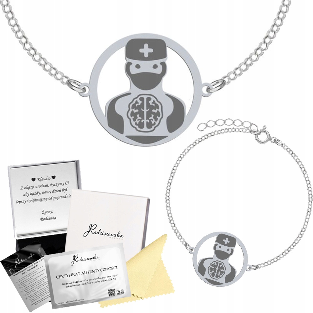 Stříbrný Náramek S Neurologem Řetízek Dárek Gravírování Přání Bonus
