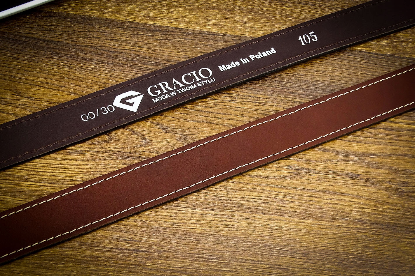 PASEK SKÓRZANY MĘSKI DO SPODNI GRACIO SKÓRA DŁUGOŚĆ PASKA 130 CM PREZENT Maks. szerokość 4 cm
