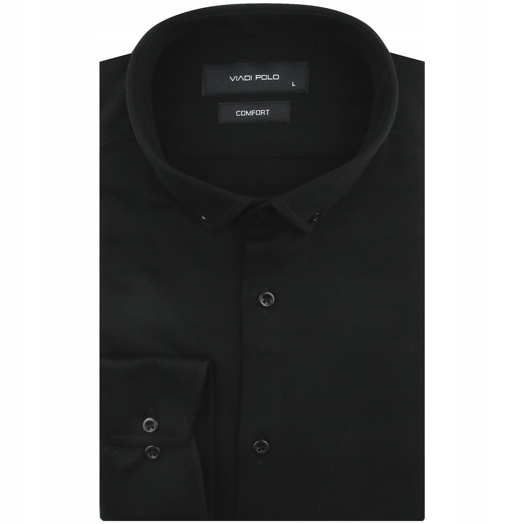 Koszula Męska Casual Czarna Dzianinowa Slim Fit Viadi Polo L178