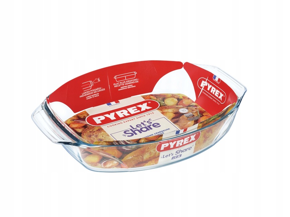Žáruvzdorná zapékací nádoba s roštem Pyrex 38x27 cm