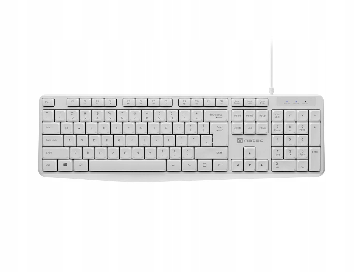 Natec Klawiatura Us Slim Nautilus Przewodowa Do Komputer Pc Laptop Biała