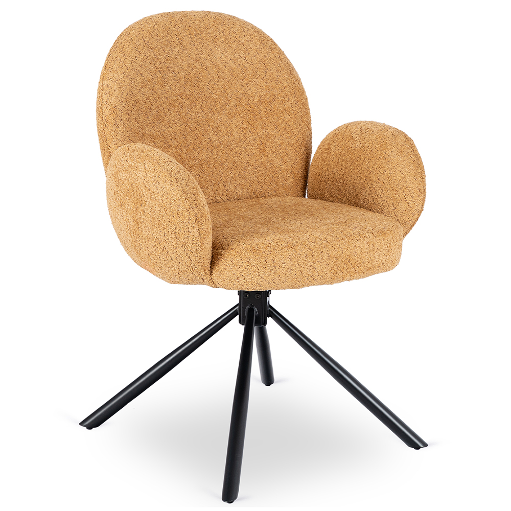 Otočné kelímkové křeslo čalouněné do jídelny v obývacím pokoji, hořčicová barva Musso