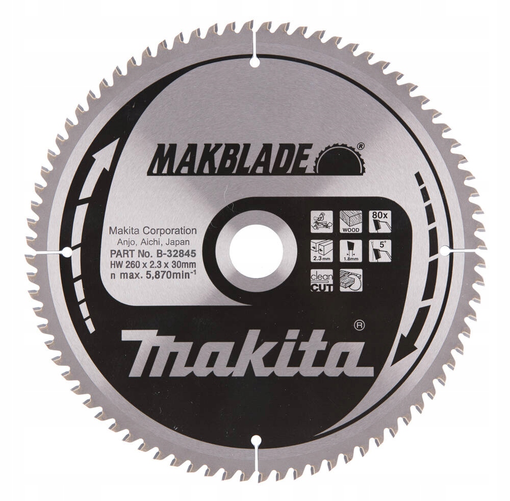 Makita Tarcza piła do cięcia drewna 260x30mm 80 Zębów B-32845 B-09070