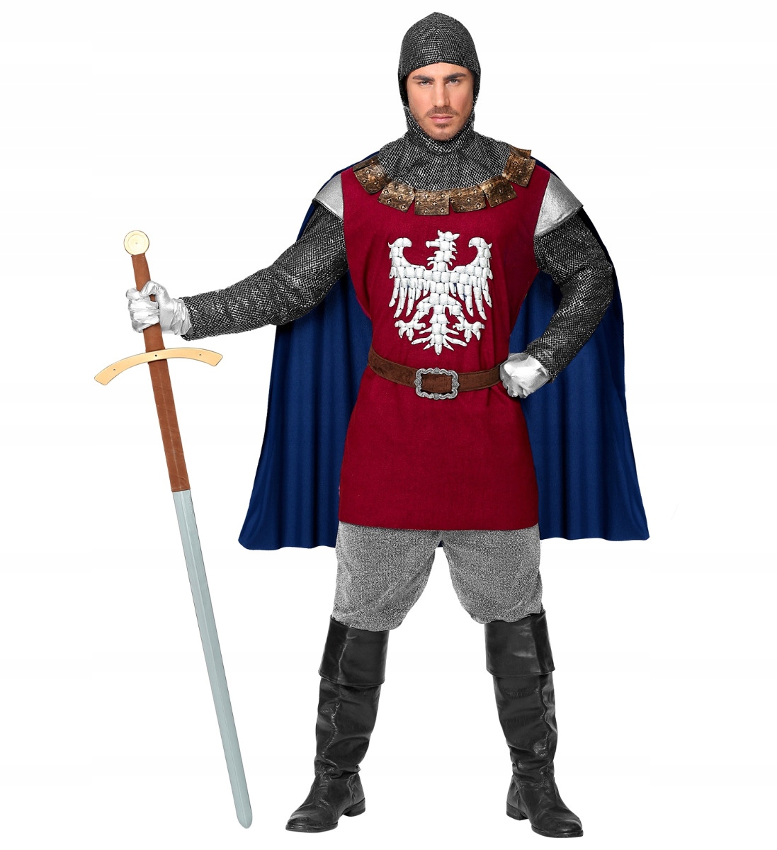 Kostým rytíře Červený kostým Středověký bojovník Orel XL