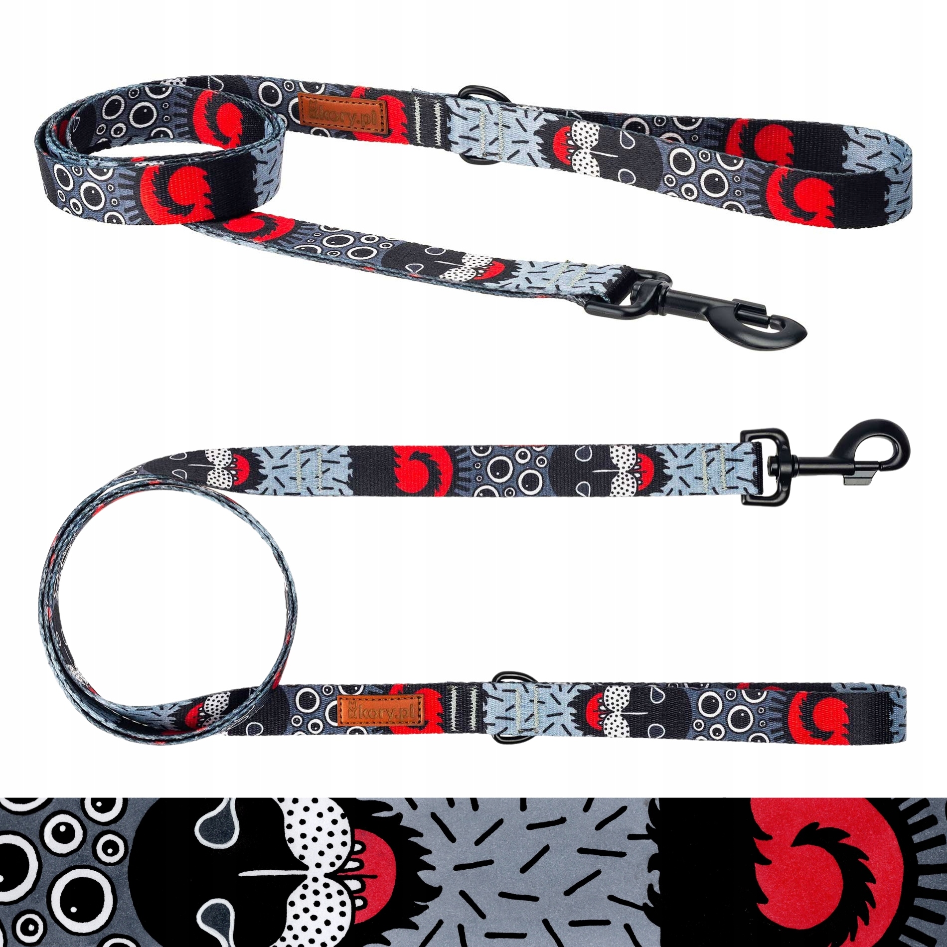 Levně Vodítko městský obyčejný pro velkého psa nad 20 kg 150 cm Ukory Černý potisk