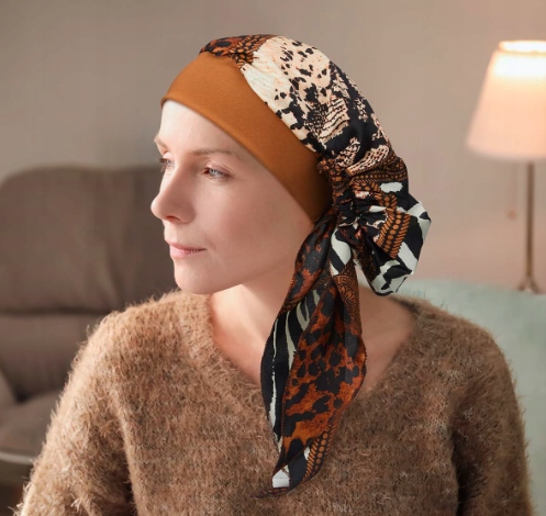 Wygodna chusta turban po chemioterapii oddychający brązowy uniwersalny Kolor brązowy