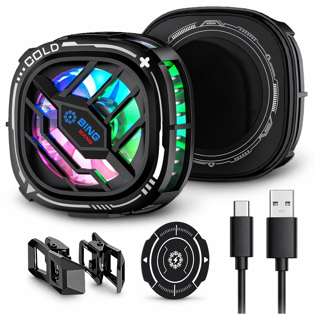 Wentylator do telefonu AMT magnetyczny półprzewodnikowy zasilany USB Type-C