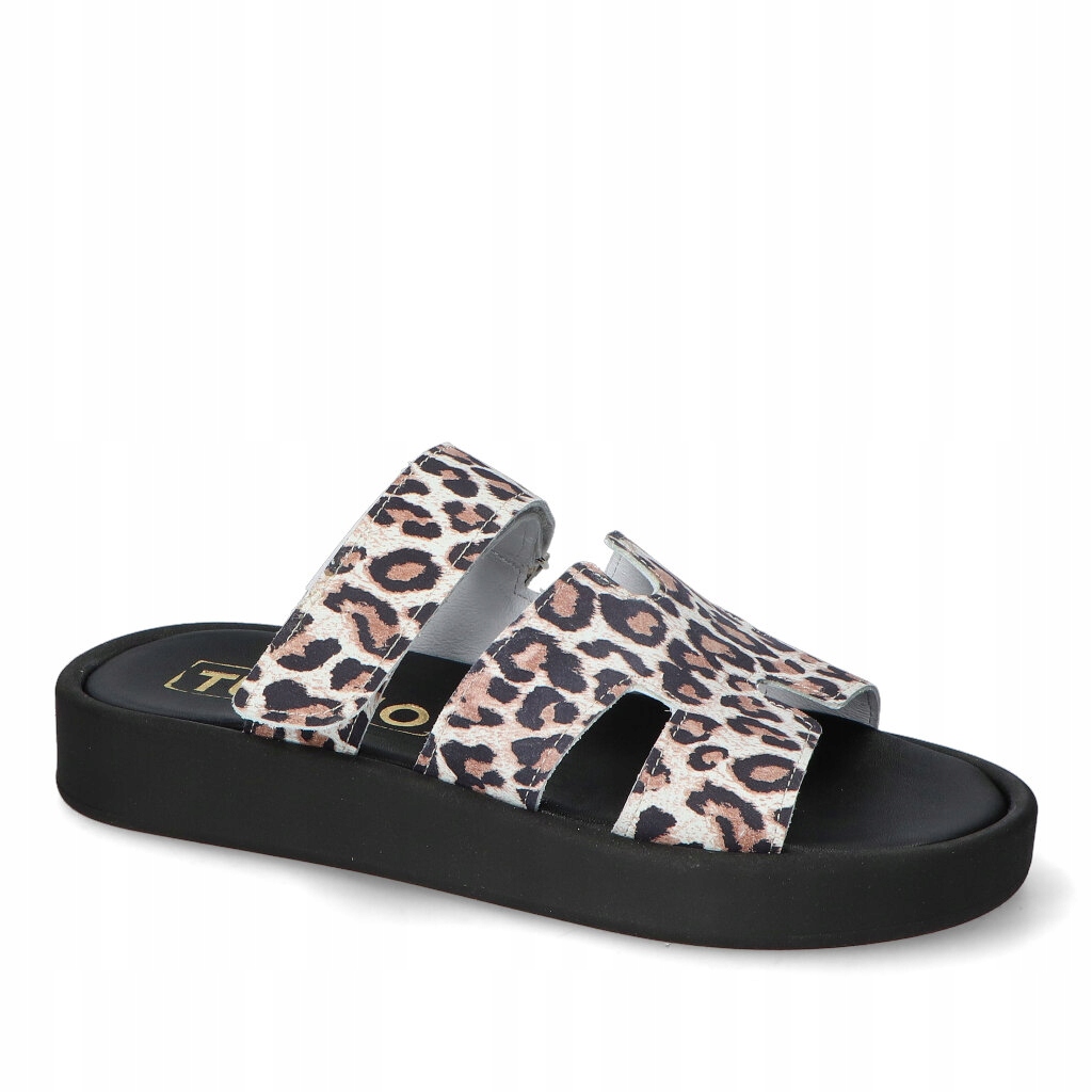 Stylové dámské pohodlné Nazouváky Tuomo Venezuela Pantera Přírodní kůže