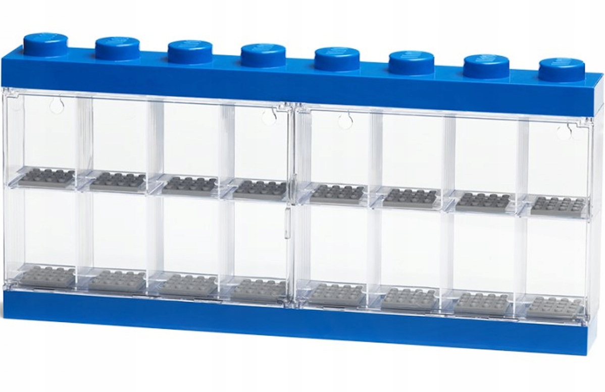 Lego Vitrína na minifigurky Vitrína na 16 Minifigurek Regál Modrá
