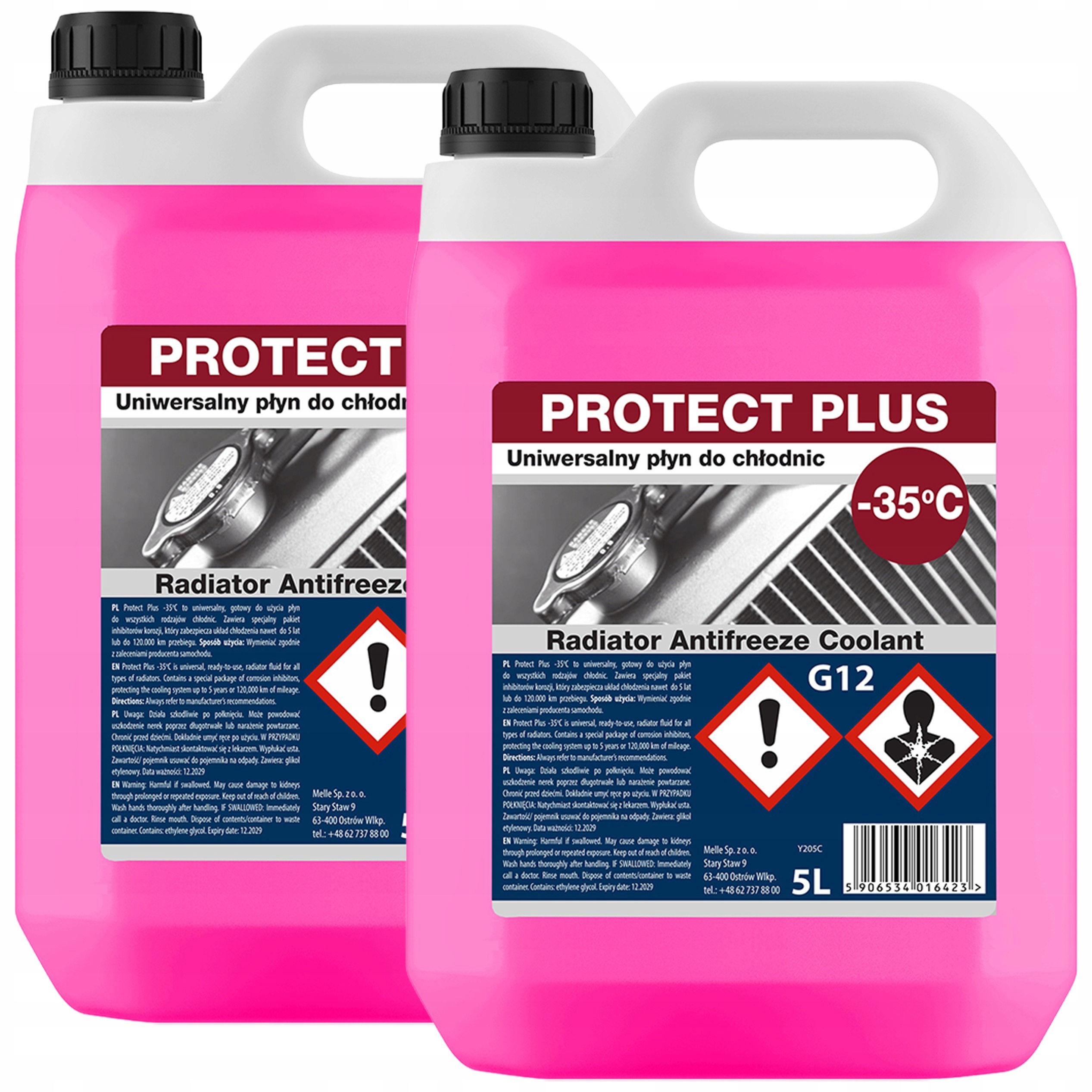 Płyn chłodniczy 5L Czerwony płyn do chłodnic Protec Plus K2 -35°C Gotowy x2