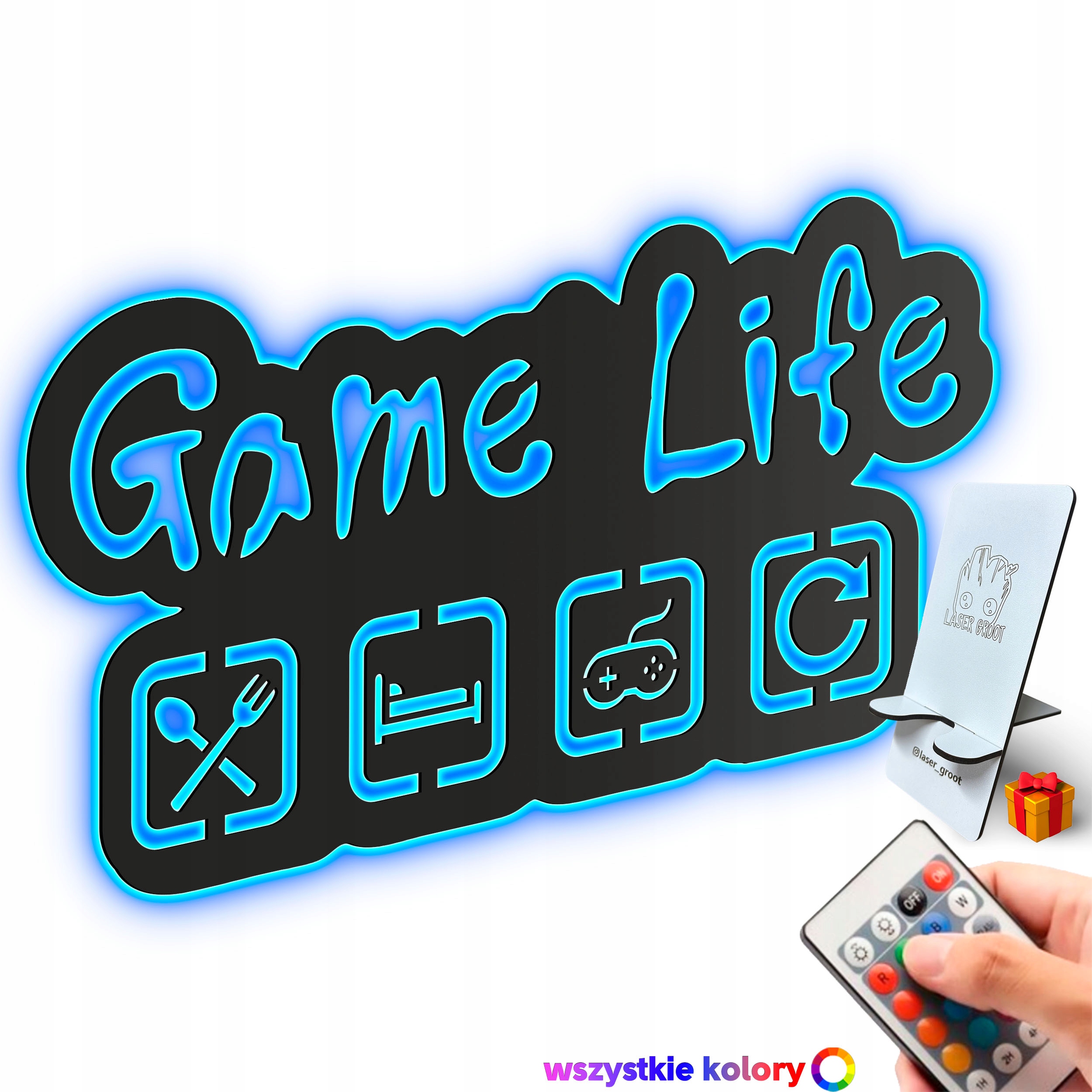 Dřevěný obraz 3D Gaming Game Life Nástěnná Dekorace Noční Lampa Led