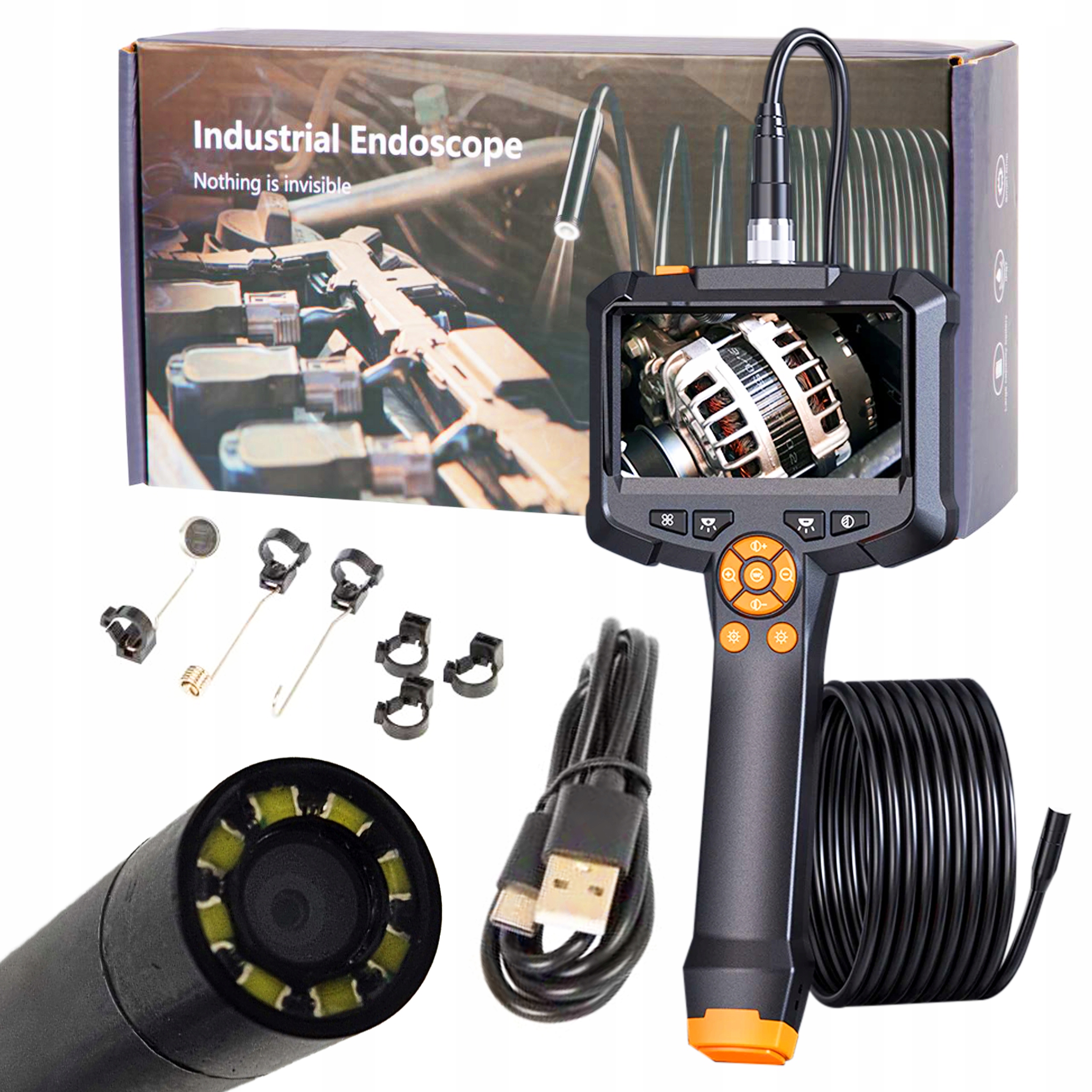 ENDOSKOP KAMERA INSPEKCYJNA FULL HD WODOODPORNA 5M USB + WYŚWIETLACZ