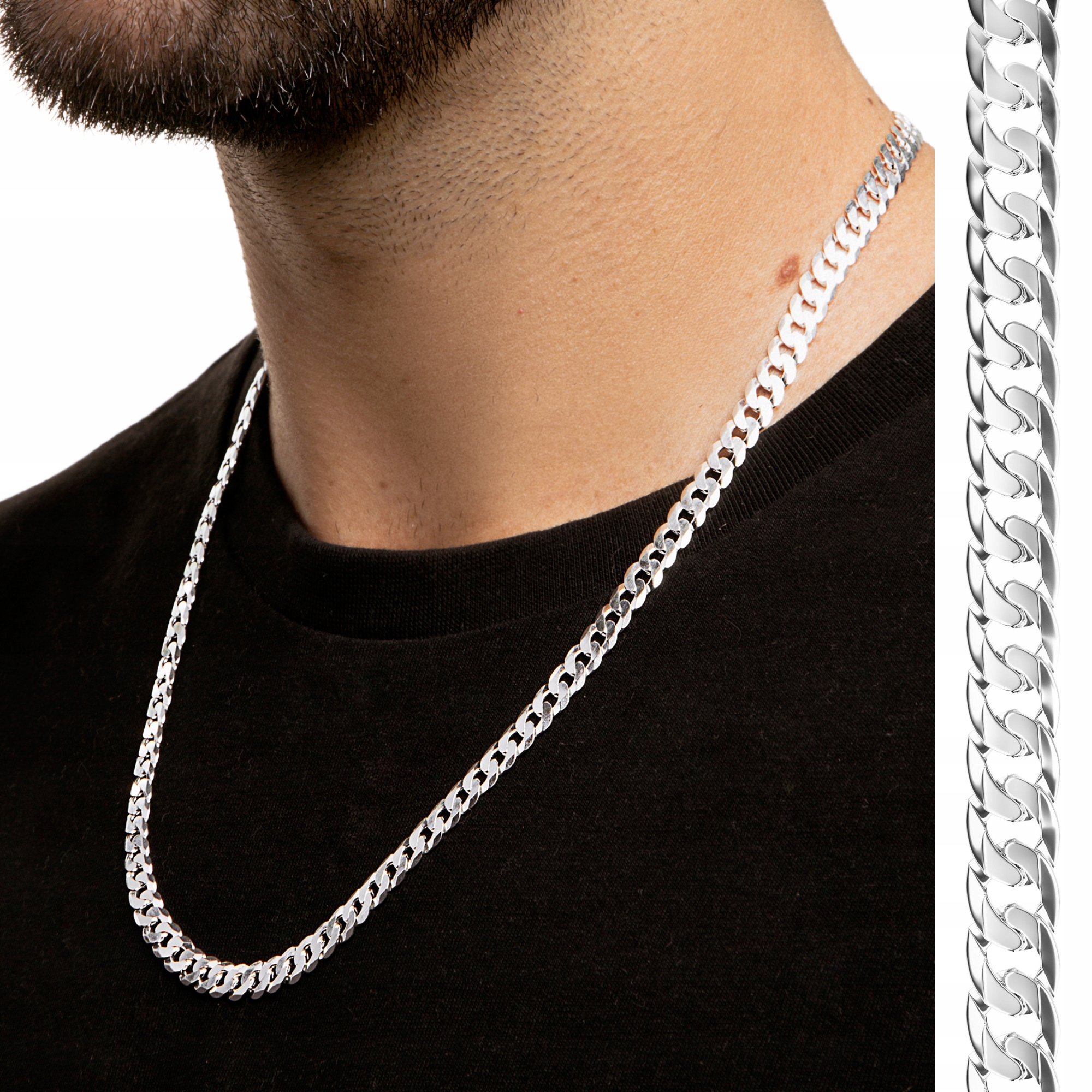 Stříbrný Řetízek Řezák Pancr 60CM, Rhodiovaný, Celý Řetězek 6MM, Stříbro 925