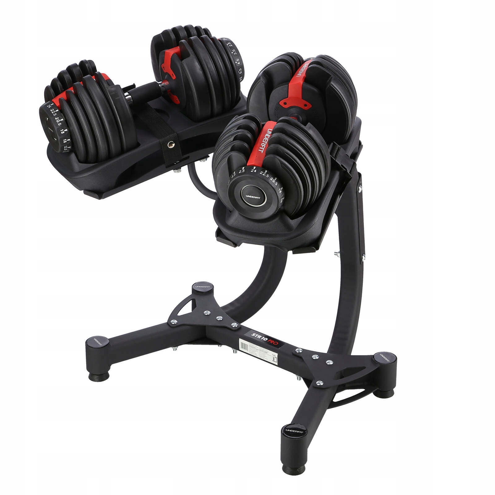 ZESTAW HANTLI REGULOWANYCH 2 x 24 KG + STOJAK UNDERFIT Marka UNDERFIT