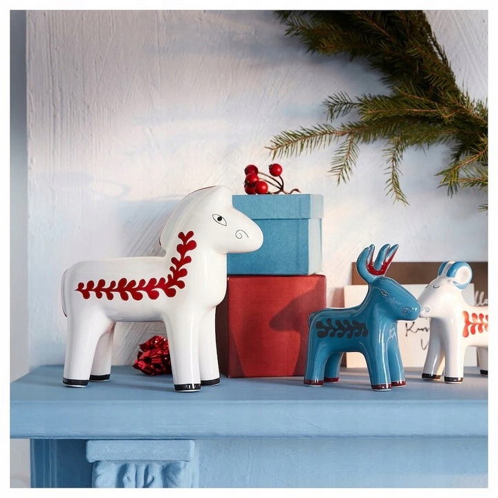 IKEA VINTERFINT ozdoba koń biały czerwony Marka Ikea