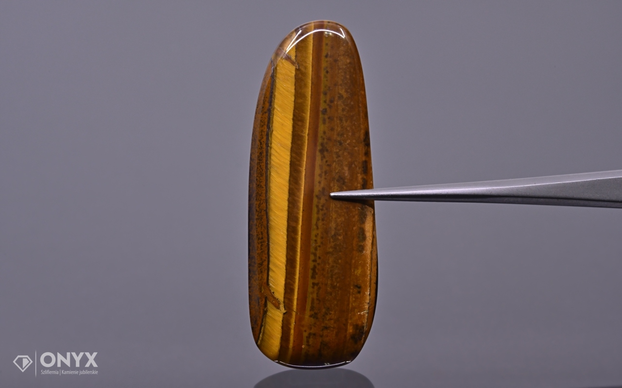 Tygří oko nízký kabošon nepravidelný 42,5x15,5 mm