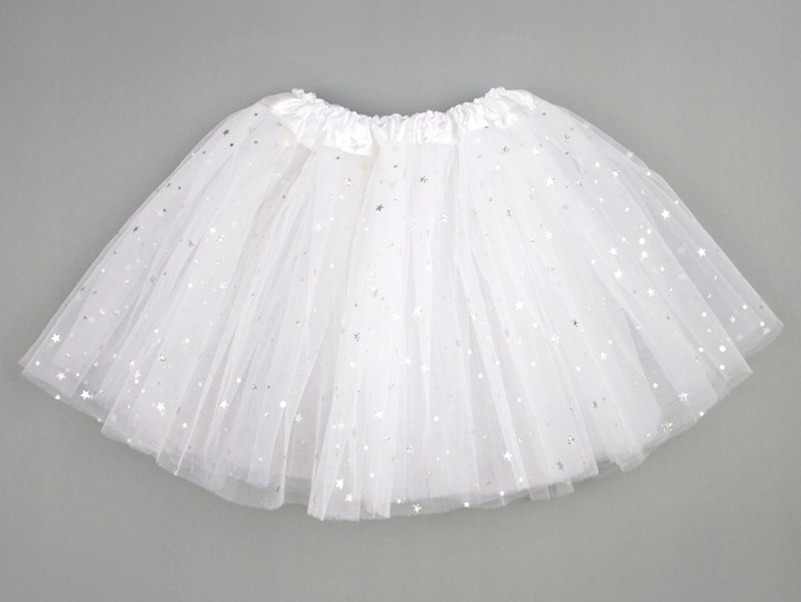 *SPÓDNICZKA TIULOWA SPÓDNICA TUTU 30cm BIAŁA w GWIAZDKI Wiek dziecka 5 lat +