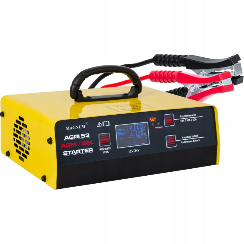 PROSTOWNIK INWERTOROWY SAMOCHODOWY MAGNUM AGRI53 AGM/GEL 12/24 25-500AH LED
