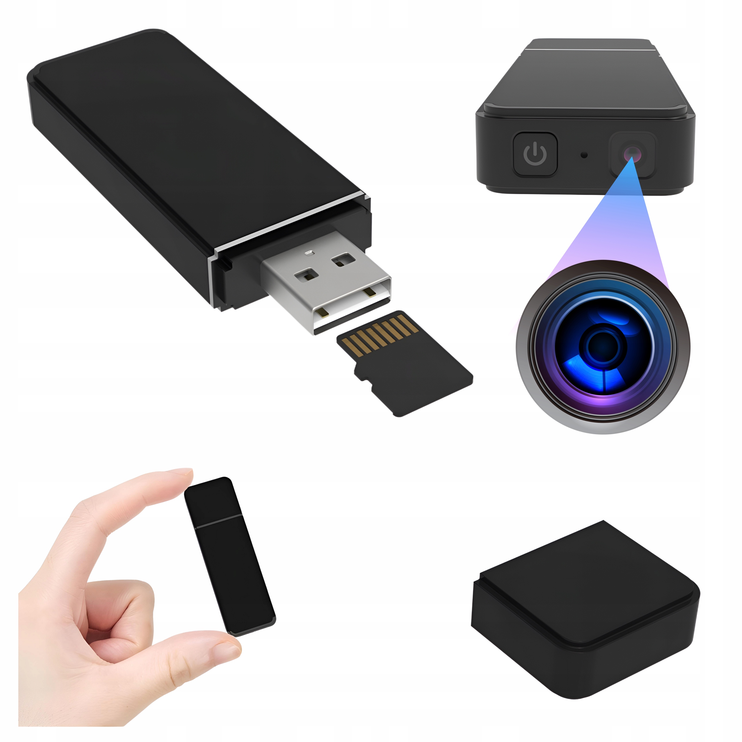 Skrytá Mini Špionážní Kamera Flash Disk Diskrétní Široký Úhel Full Hd