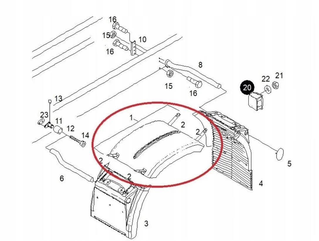 BŁOTNIK TYLNY NADKOLE GÓRNE MAN TGA TGS TGX + 4 GUMY Producent części Inny