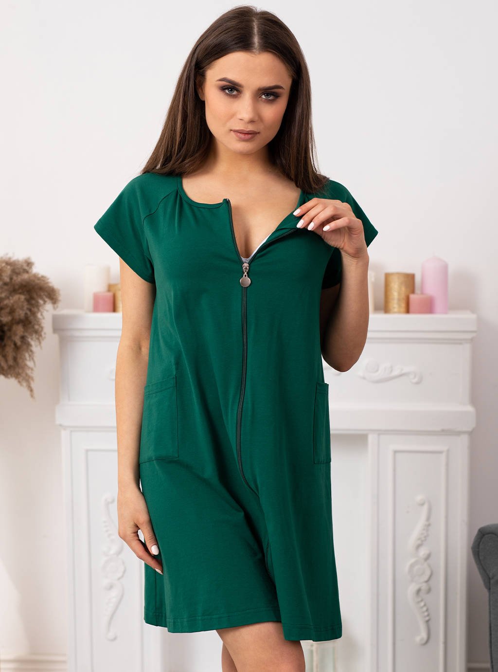 KOSZULA NOCNA CIĄŻOWA DO KARMIENIA NA ZAMEK L Materiał dominujący bawełna