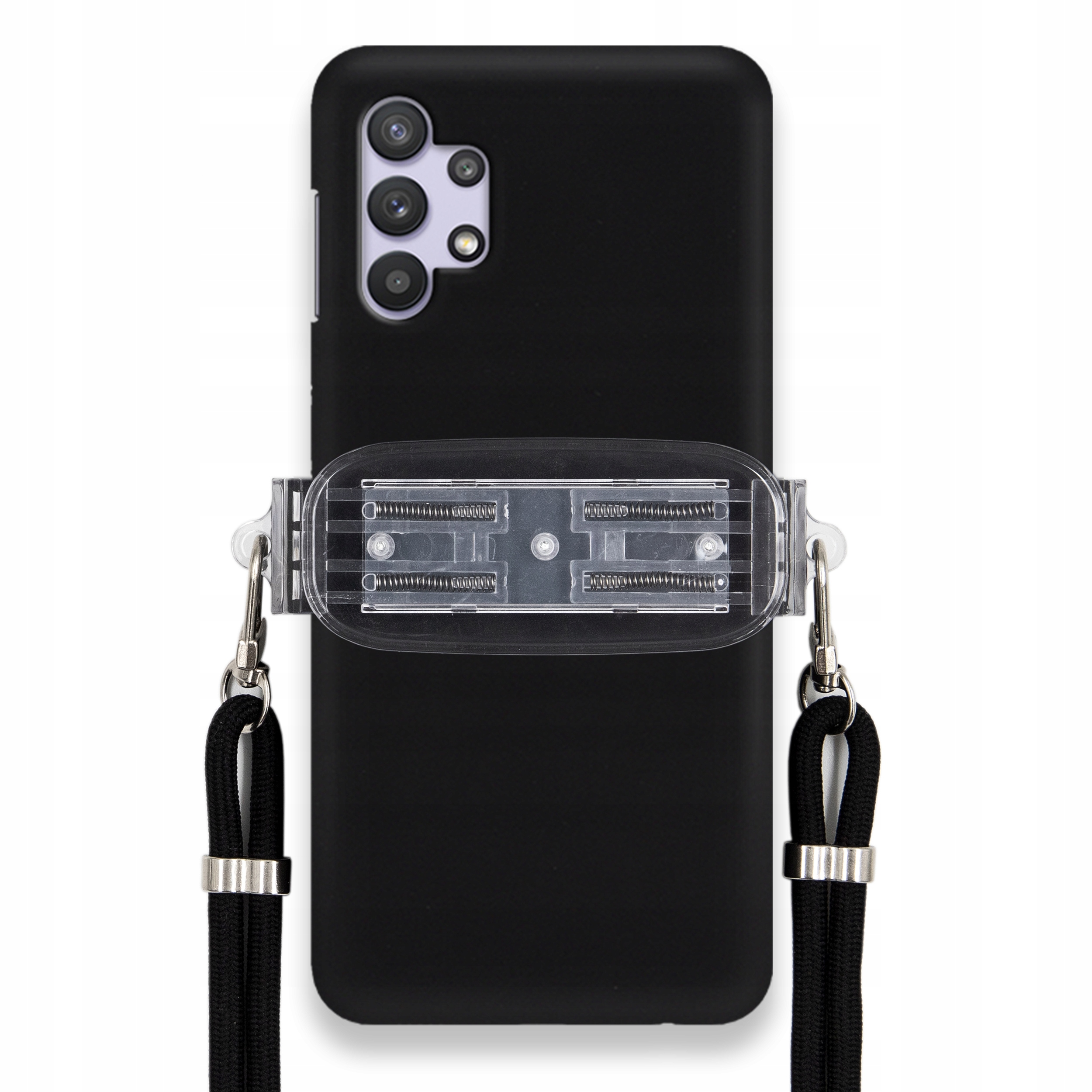 Puzdro Na Samsung M32 5G Smooth Čierne Puzdro Univerzálny Držiak Čierna Šnúrka
