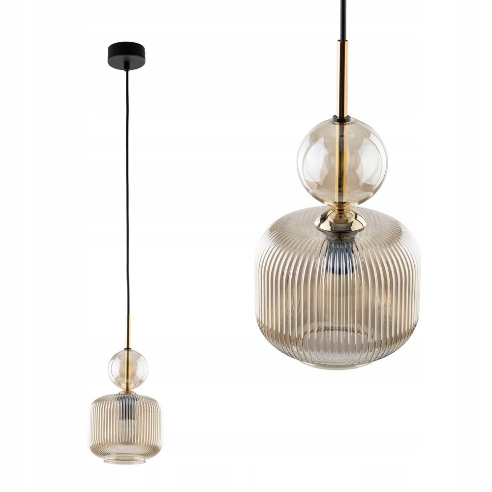 Moderní závěs nad stolek do obývacího pokoje, rýhované stínítko 1*E14 Tk Lighting