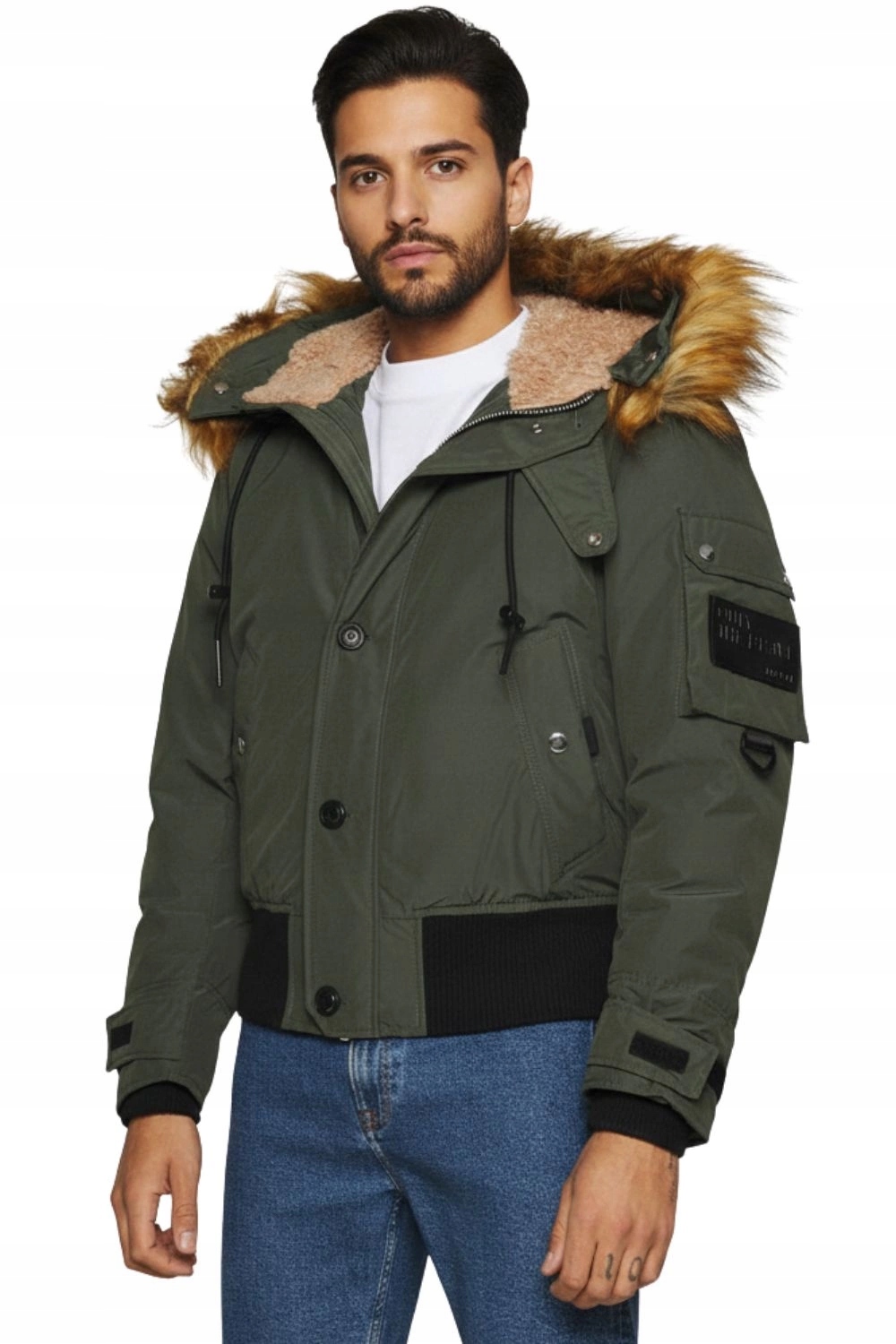 Pánská bunda Diesel khaki s kapucí, teplá a módní, pohodlná, vel. M