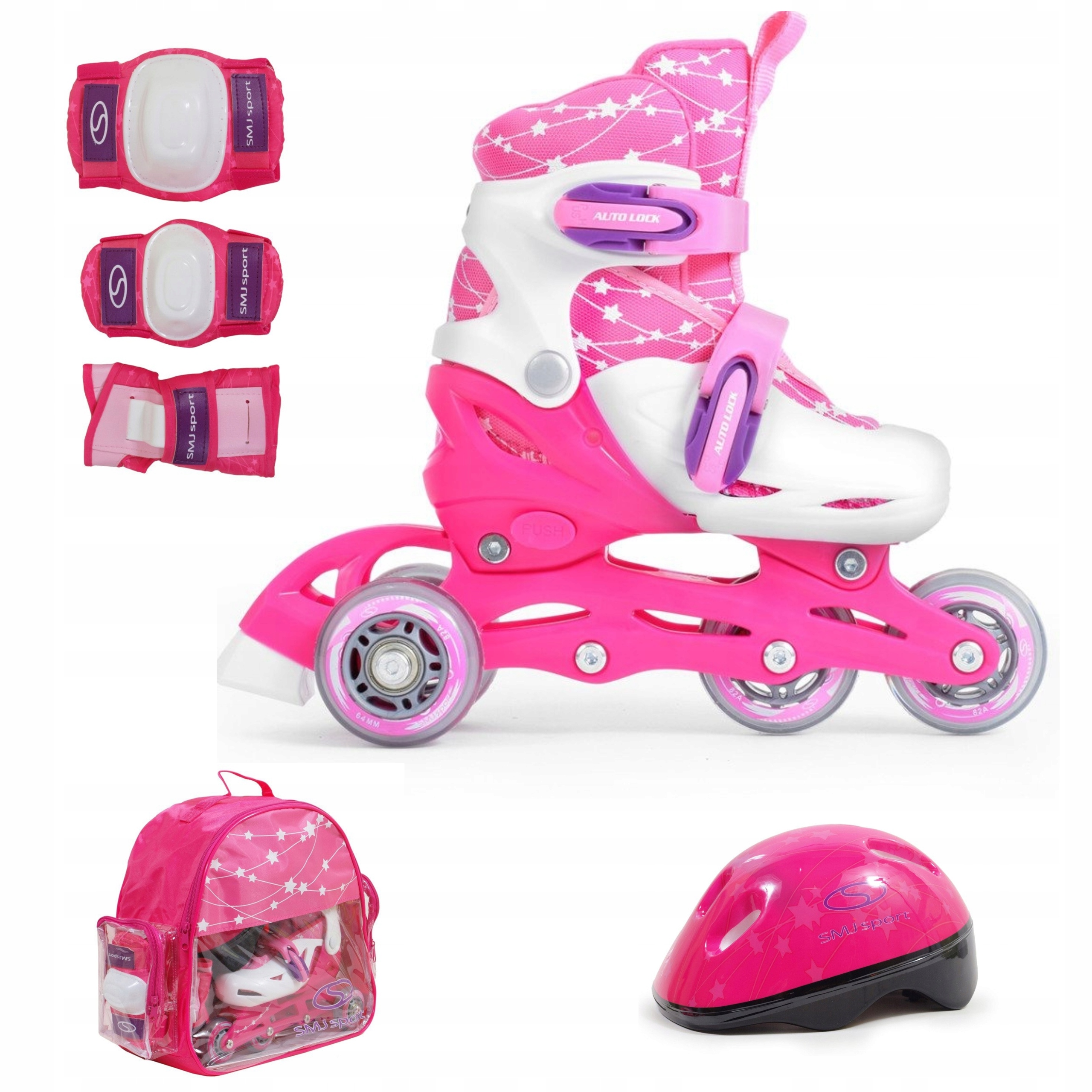 Kolečkové Brusle 2v1 Nastavitelné Smj Sport Led Sada Helm Chrániče Batoh vel.