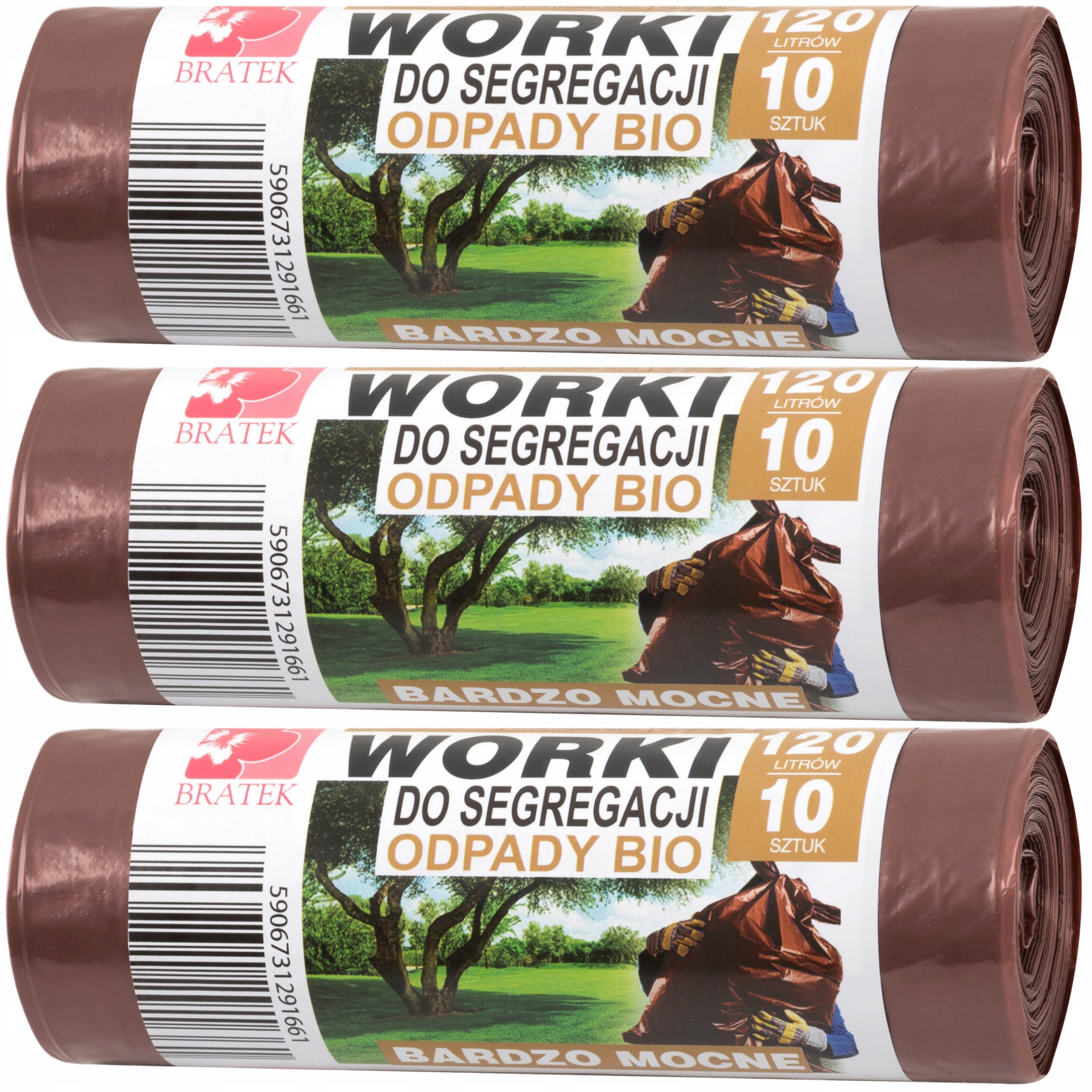 

Worki do segregacji śmieci Brązowe odpady Bio 120L