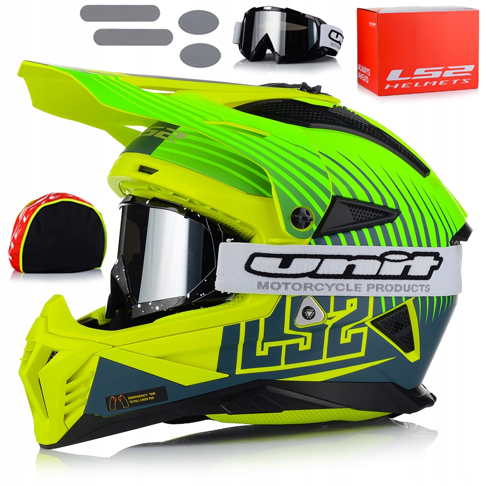 Motocyklová Prilba LS2 MX708 Fast II Duck Fluo Ľahká Enduro Cross Atv Okuliare