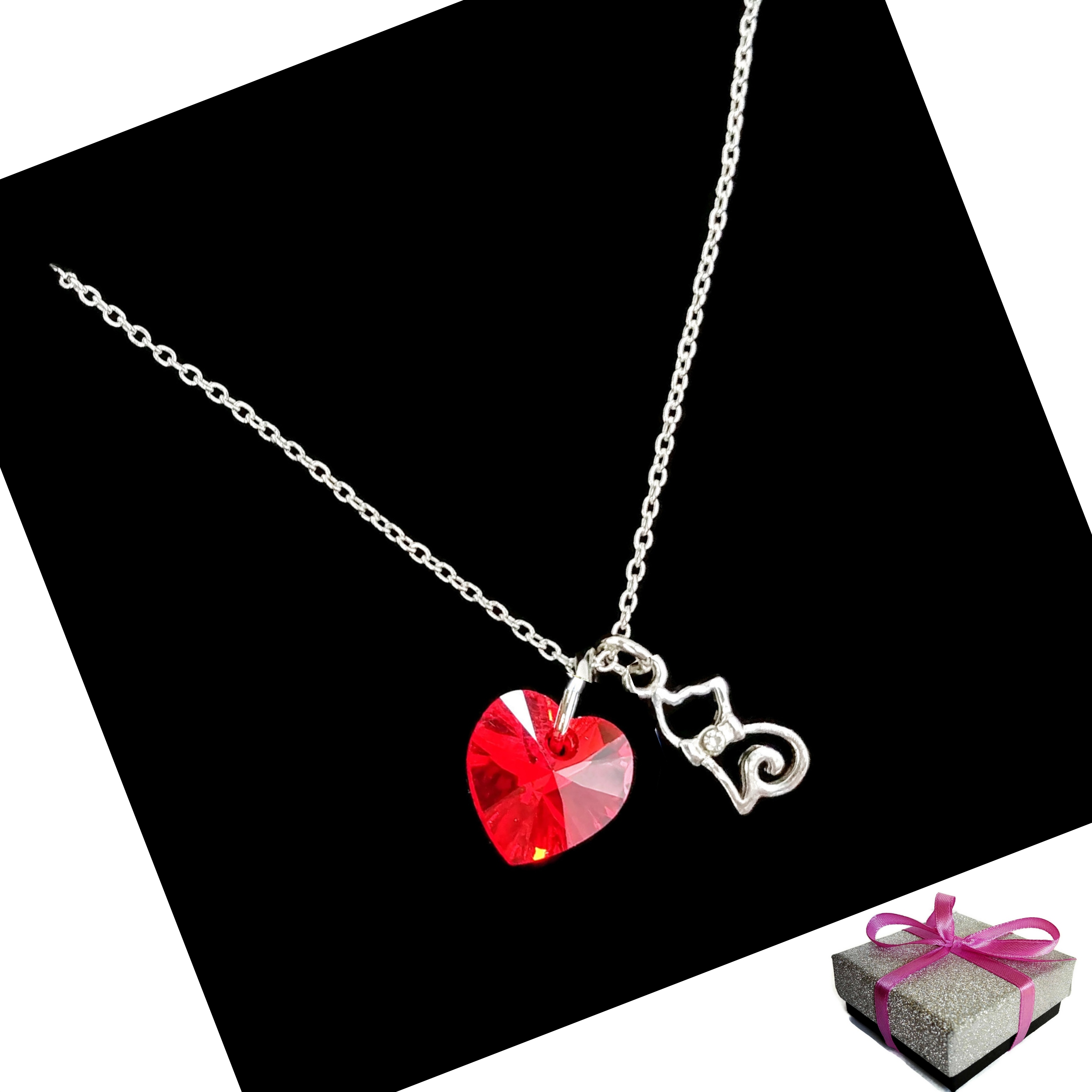 

Naszyjnik Kot Kotek + Swarovski Srebro 925 Pudełko