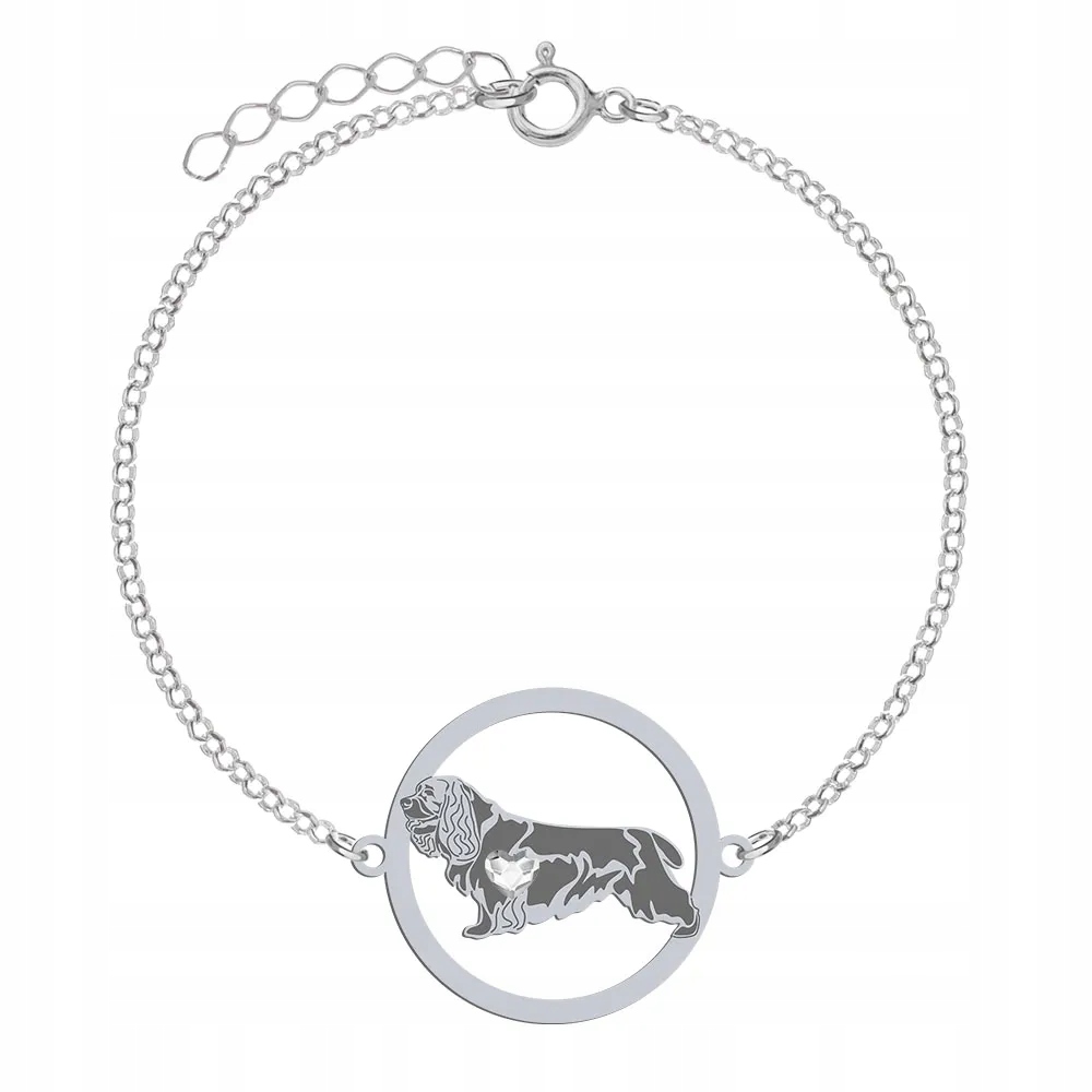 Stříbrný náramek se psem Sussex Spaniel 925 Řetízek Šperky Gravírování
