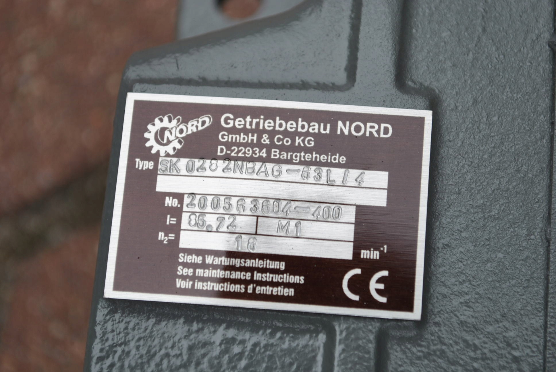 Motoreduktor 0.18kw. 16obr./min. Firmy NORD Rodzaj motoreduktora walcowy