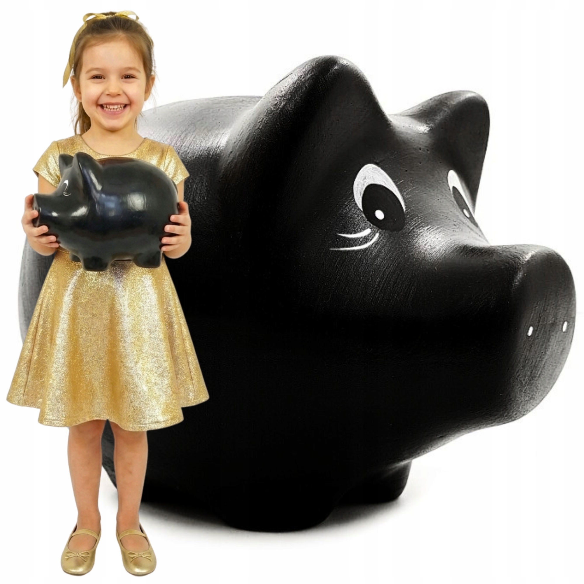 Velká černá Skarbonka prasátko XL Keramická k rozbití Bez Otevření dárek