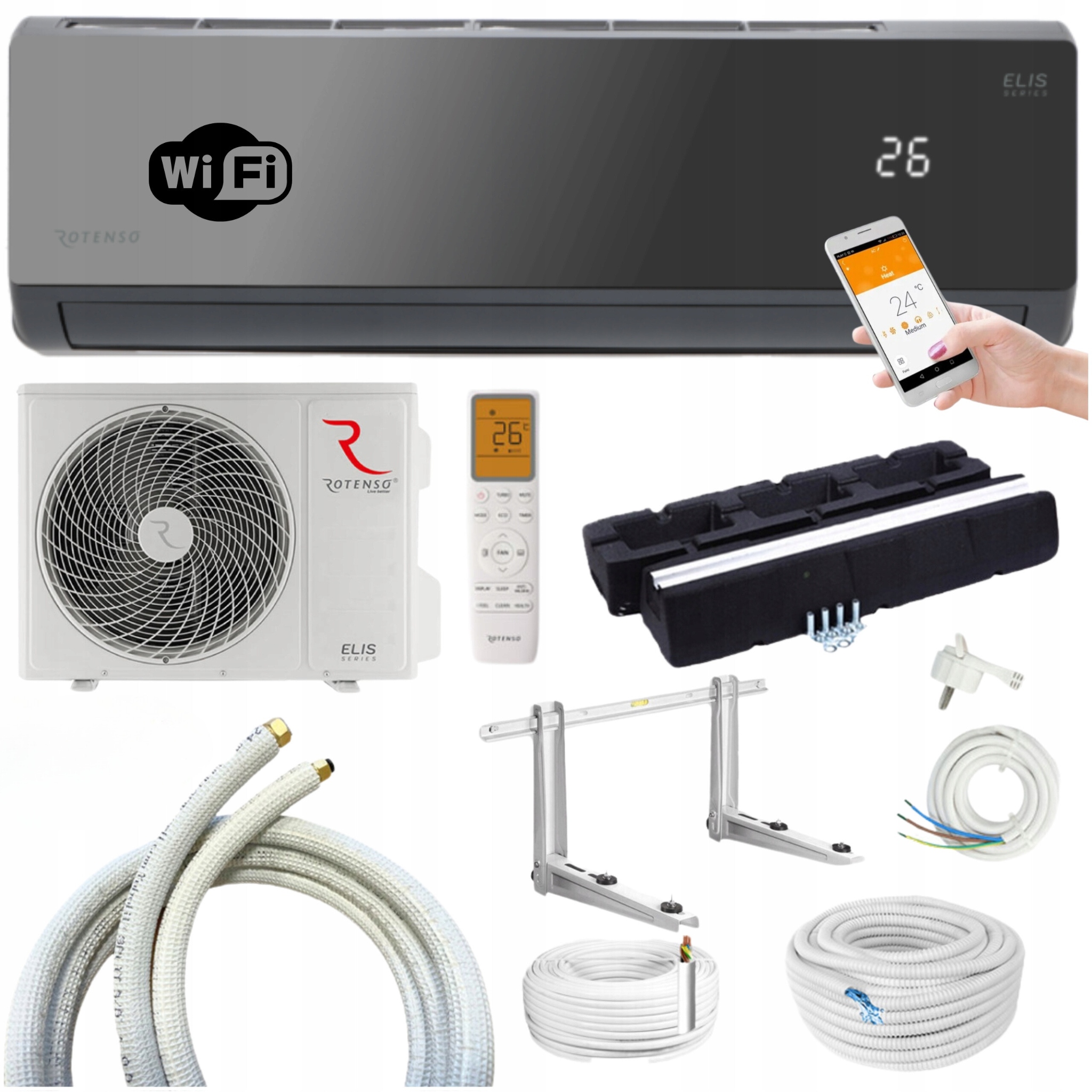 Klimatizace Rotenso Elis 3,4 kW WiFi Samostatná sada Kalichy