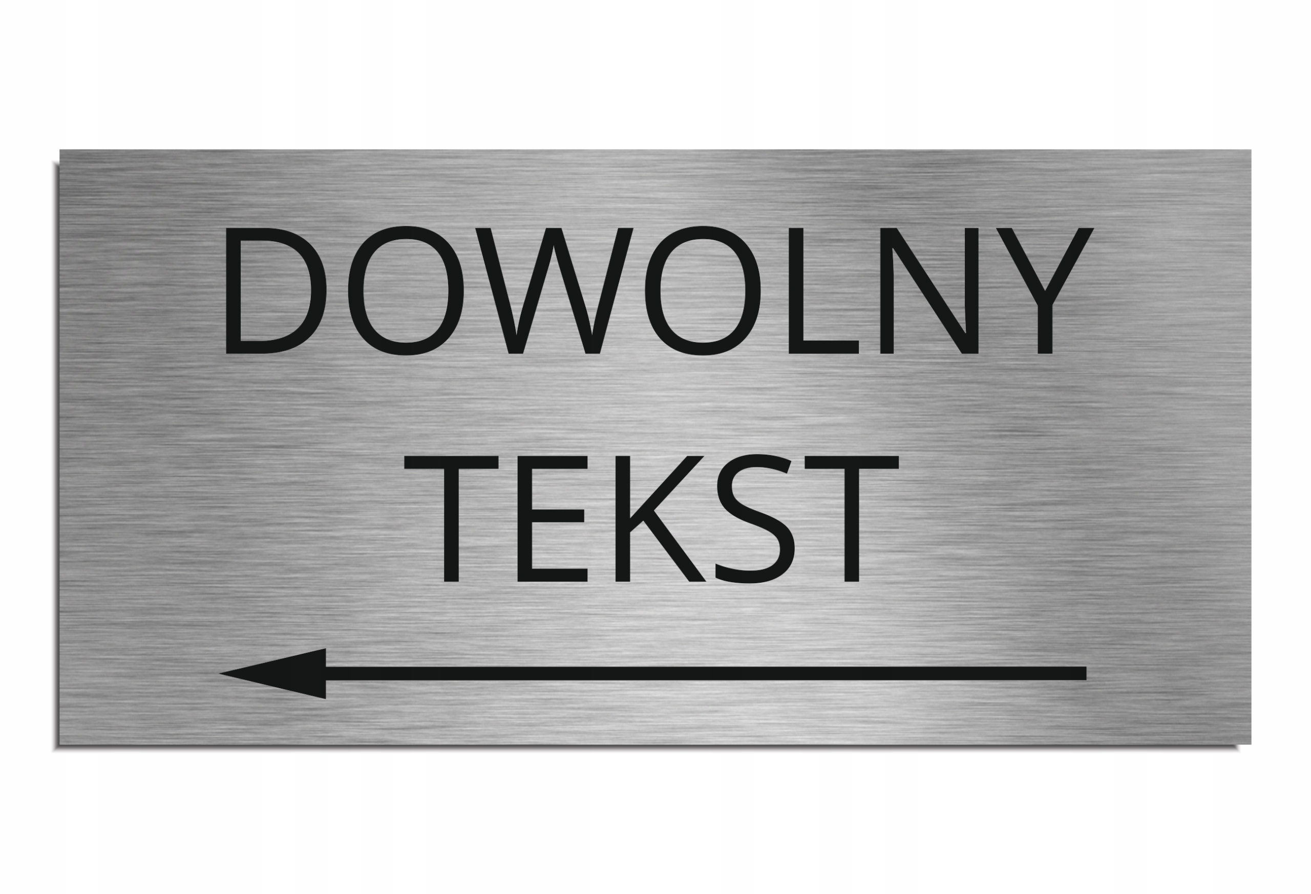 Tabliczka strzałka kierunkowa z dowolnym napisem srebrna 12x24cm