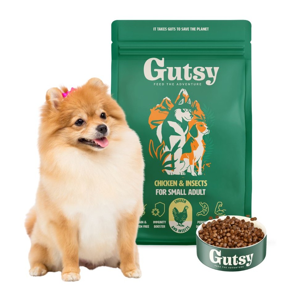 Levně Suché krmivo krmivo pro psy Kuře s hmyzem Gutsy 2 kg Malá Plemena