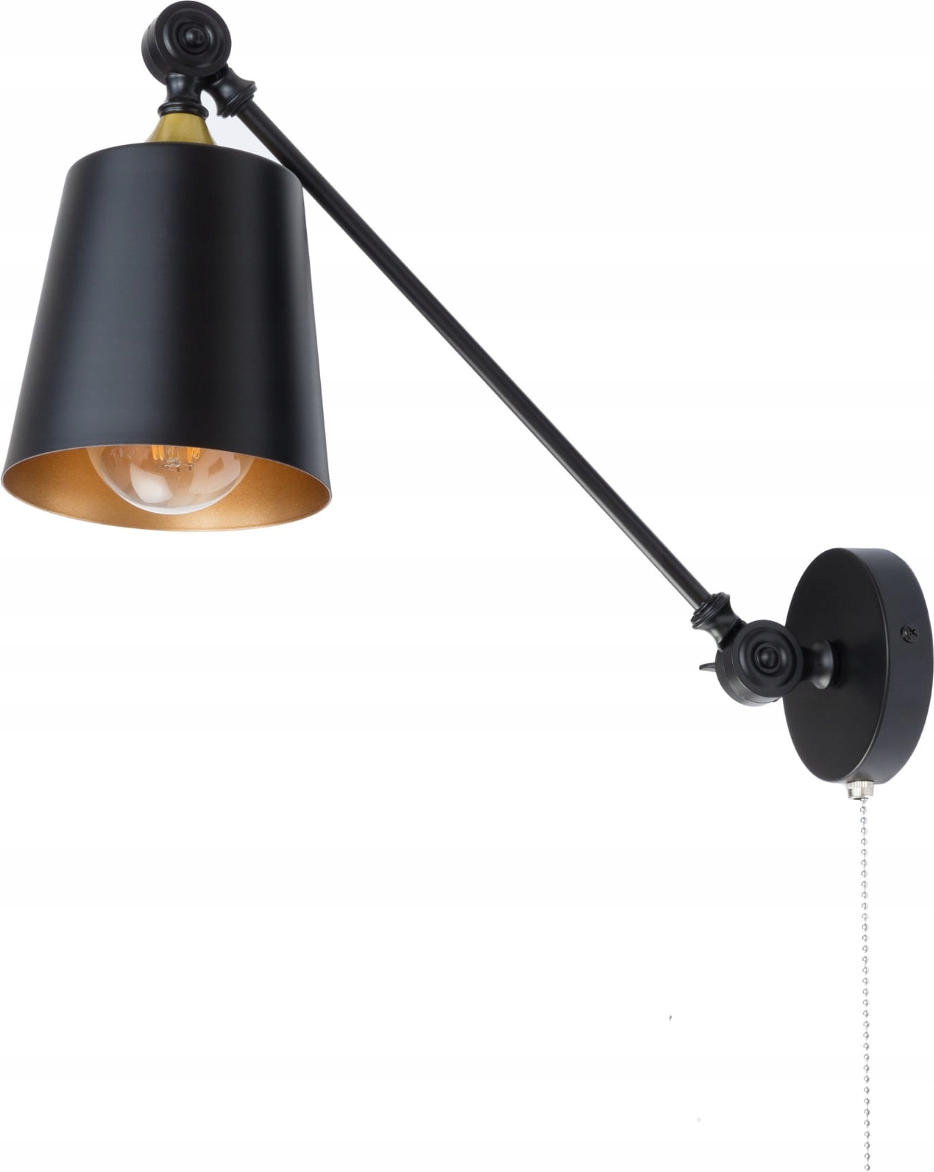 

Kinkiet regulowany czarny metalowy Loft łańcuszek