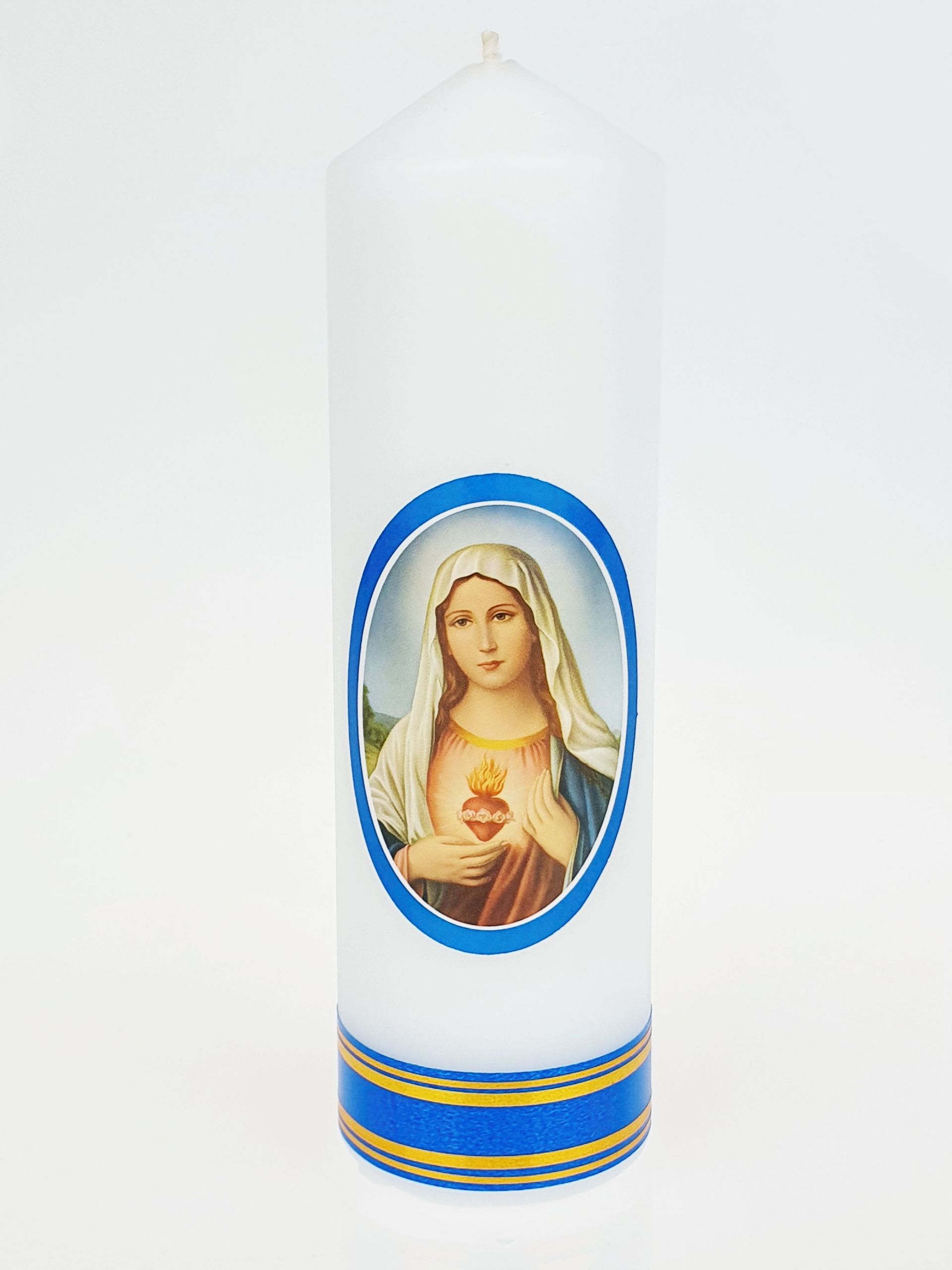 

Świeca z naklejką Serce Maryi 16 x 5 cm.