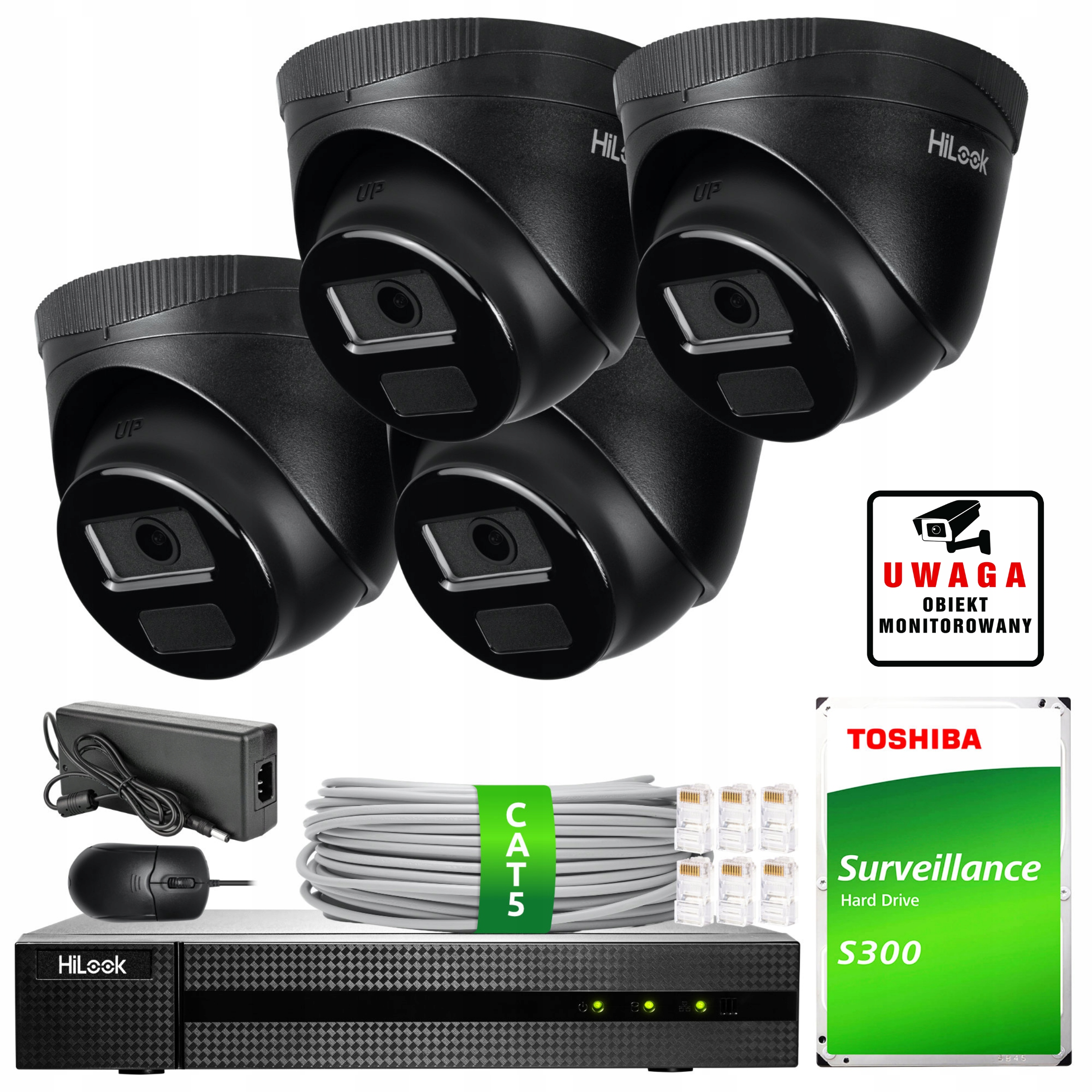 Zestaw Do Monitoringu 4x IPC-T241H-C Black Aplikacja Hilook By Hikvision