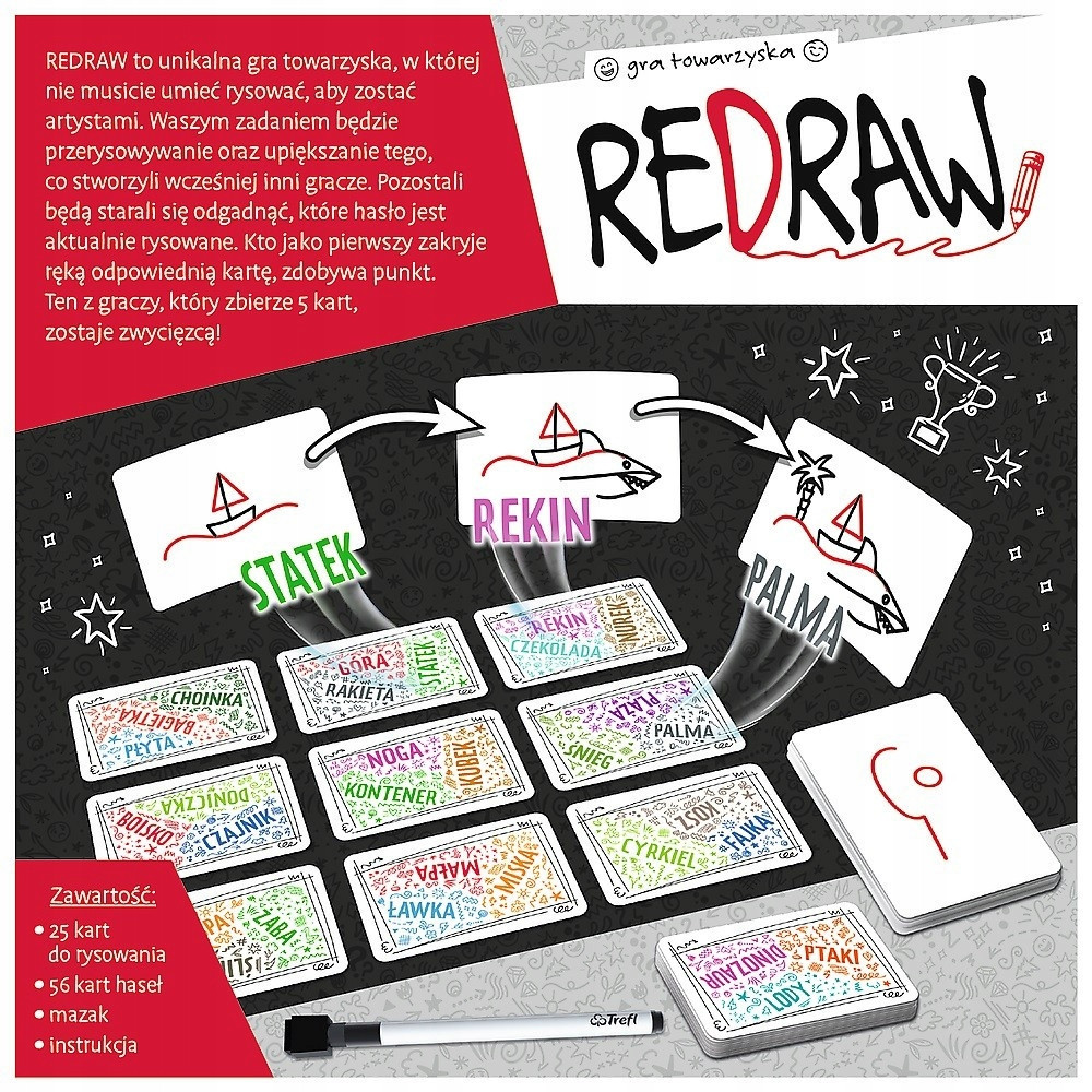 Redraw Familijna GRA DZIECIĘCA Wciągająca ROZGRYWKA dla RODZINKI Świetna Typ Podstawa