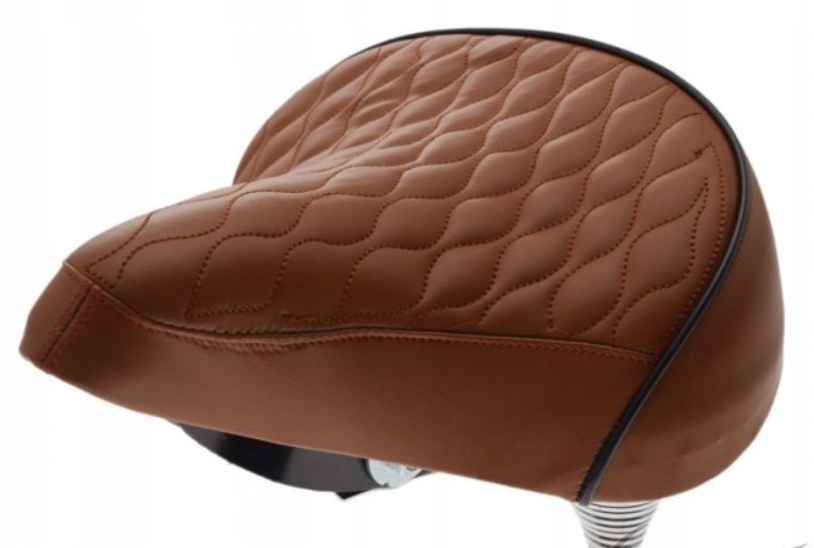 SIODEŁKO ROWEROWE NA SPRĘŻYNIE SZEROKIE BRĄZOWE